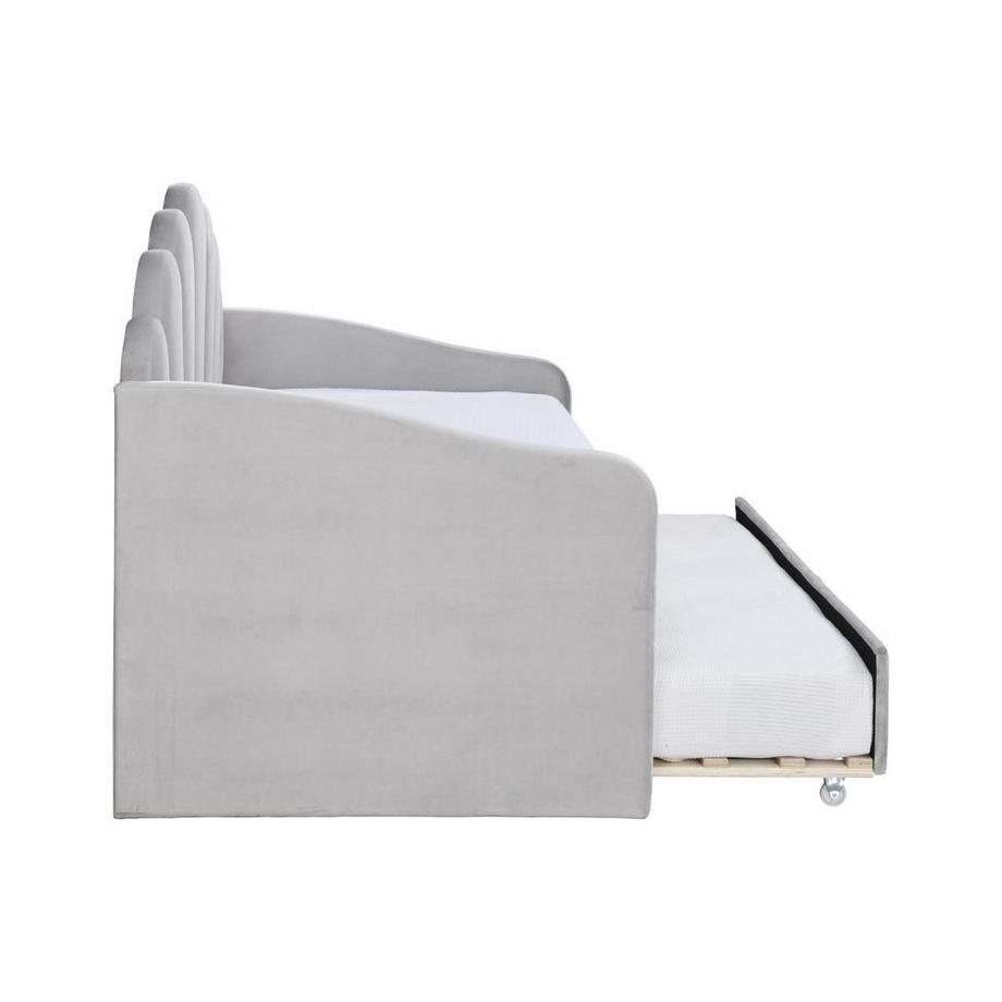 Vente-unique Letto a scomparsa conchiglie 2 x 90 x 190 cm Velluto Grigio + Materasso - ELUSIA  