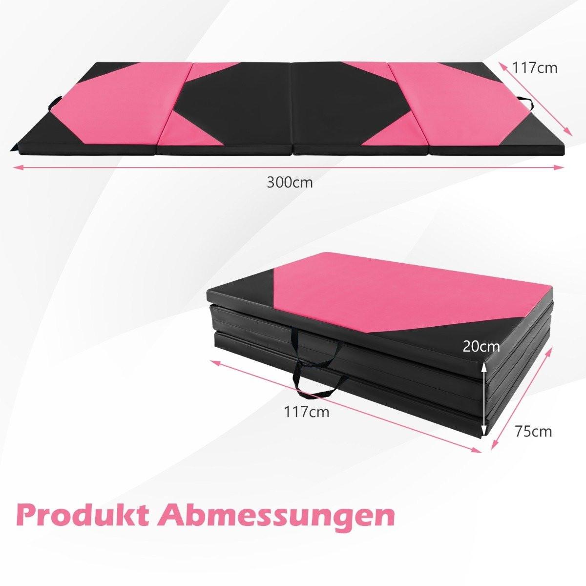 Northio  Tappetino da allenamento pieghevole in ecopelle con chiusure in velcro e amp; Maniglie per il trasporto 300 x 117 x 5 cm rosa 