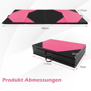 Northio  Tappetino da allenamento pieghevole in ecopelle con chiusure in velcro e amp; Maniglie per il trasporto 300 x 117 x 5 cm rosa 