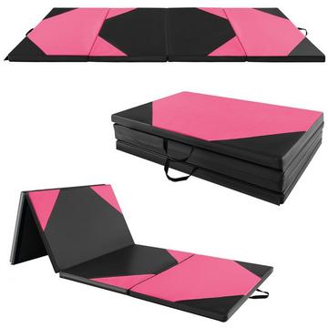 Tappetino da allenamento pieghevole in ecopelle con chiusure in velcro e amp; Maniglie per il trasporto 300 x 117 x 5 cm rosa