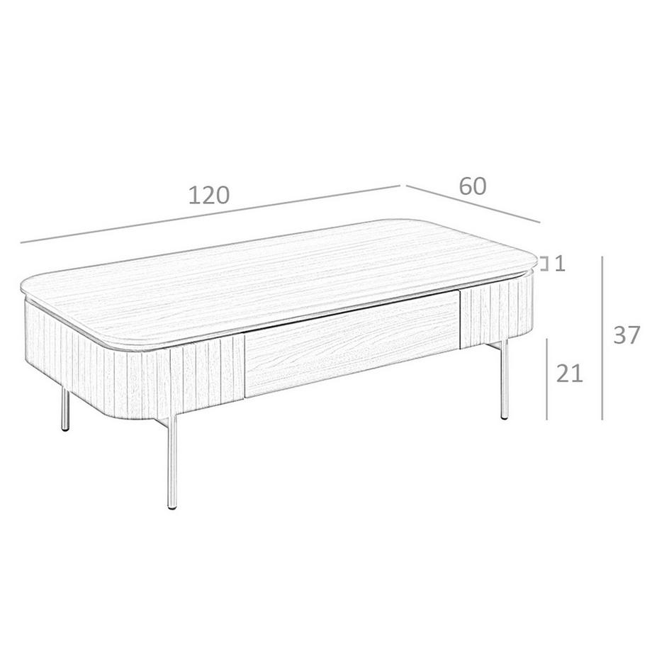ANGEL CERDA Tavolino rettangolare in noce e acciaio lucidato oro  
