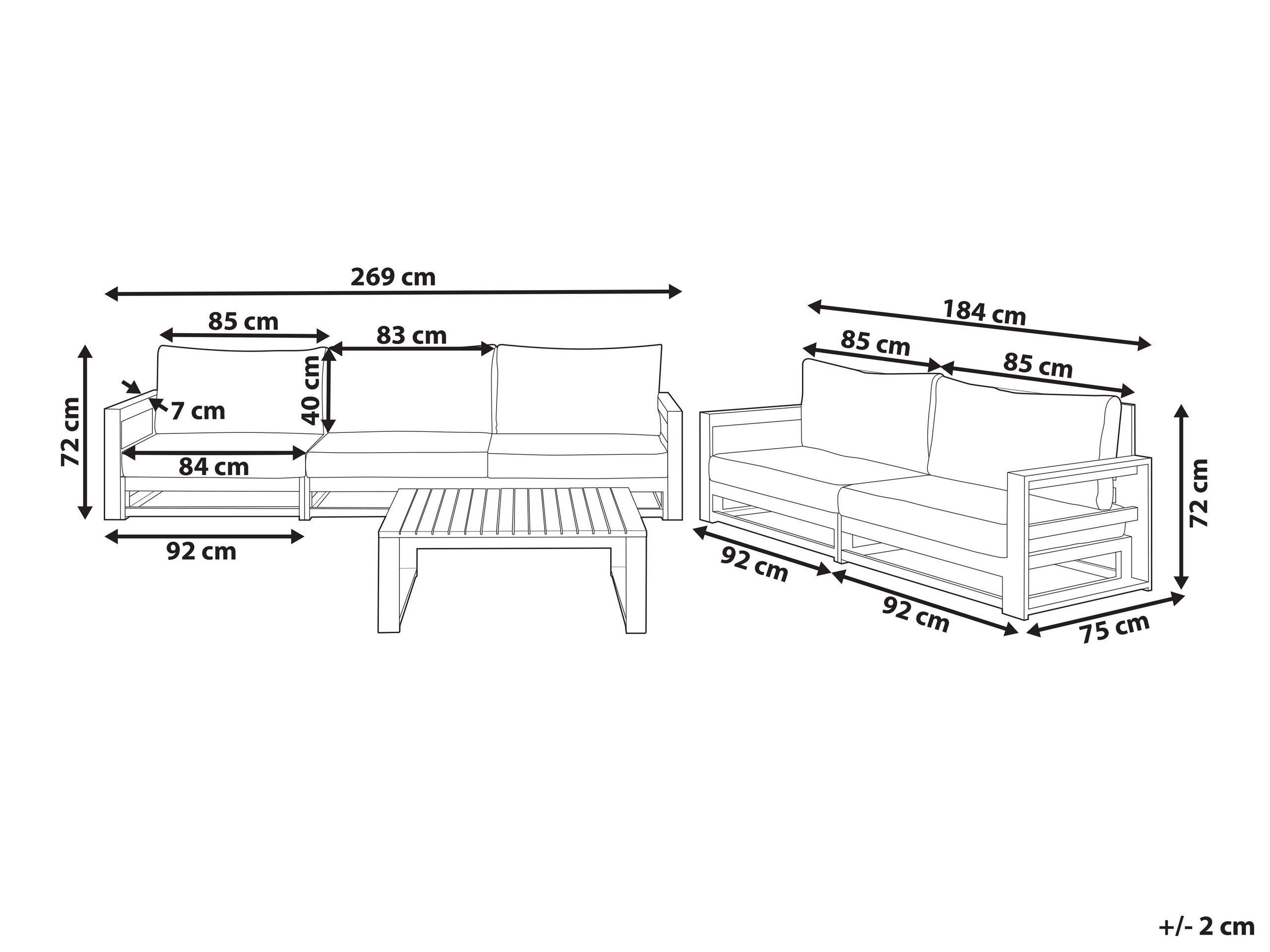 Beliani Ensemble de salon avec table en Bois d'acacia certifié FSC® Scandinave TIMOR  