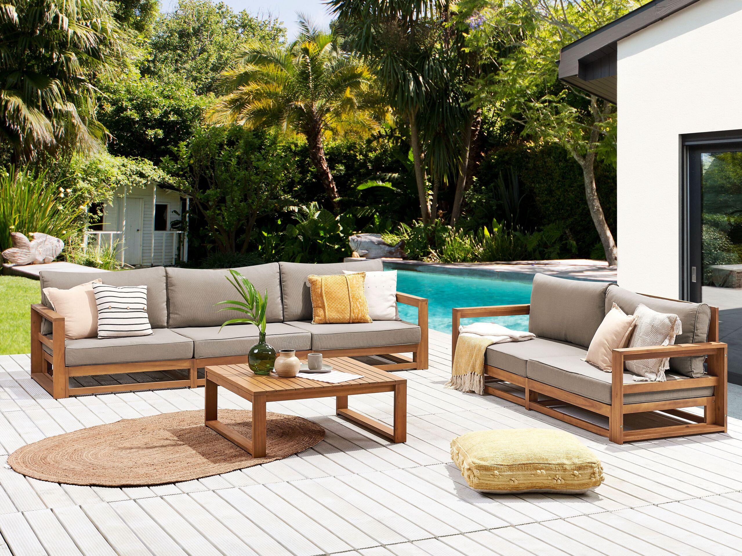 Beliani Ensemble de salon avec table en Bois d'acacia certifié FSC® Scandinave TIMOR  