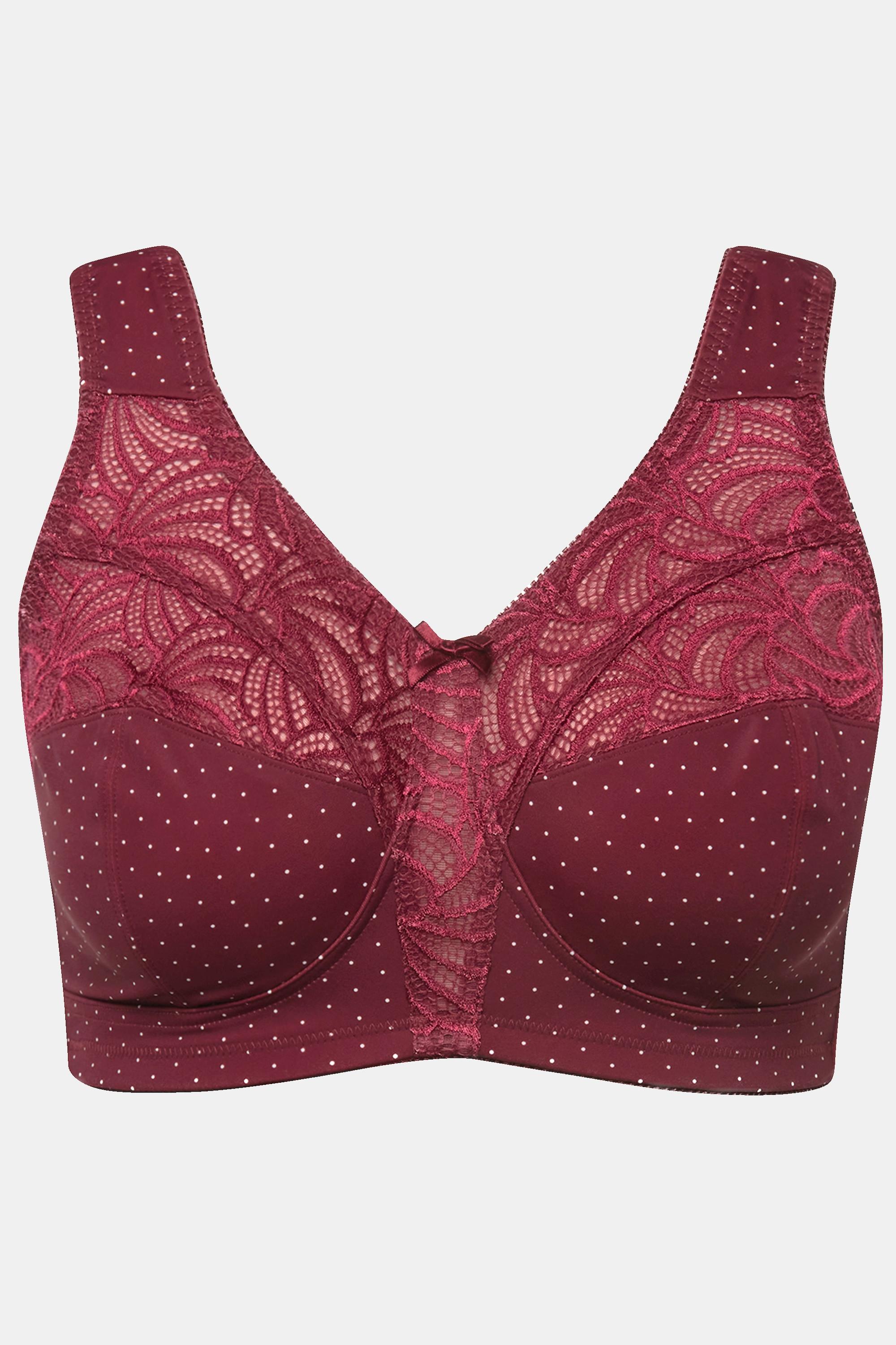 Ulla Popken  Soutien-gorge de maintien, sans armatures, dentelle et pois- bonnets C-F 