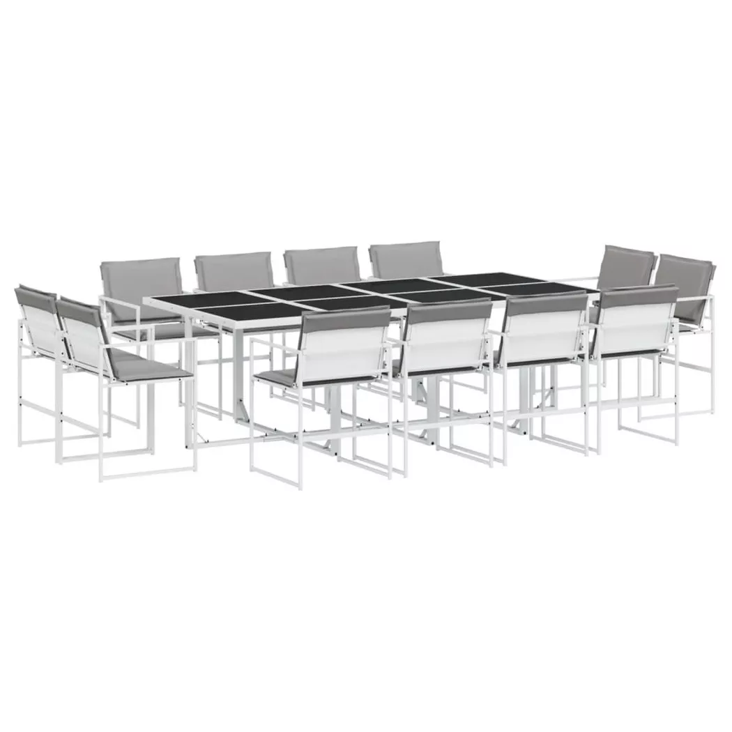 VidaXL - Ensemble à manger de jardin acier, One Size, Blanc