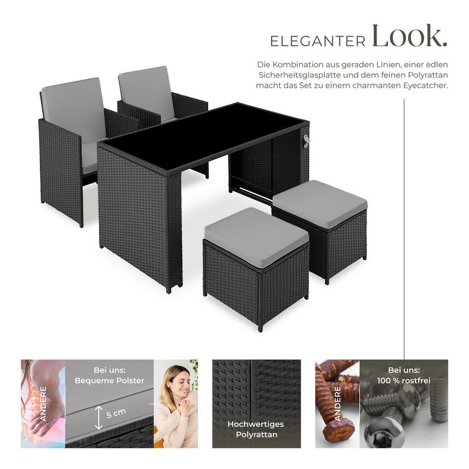 Tectake Rattan Sitzgruppe Palermo für 2 bis 4 Personen widerstandsfähig  