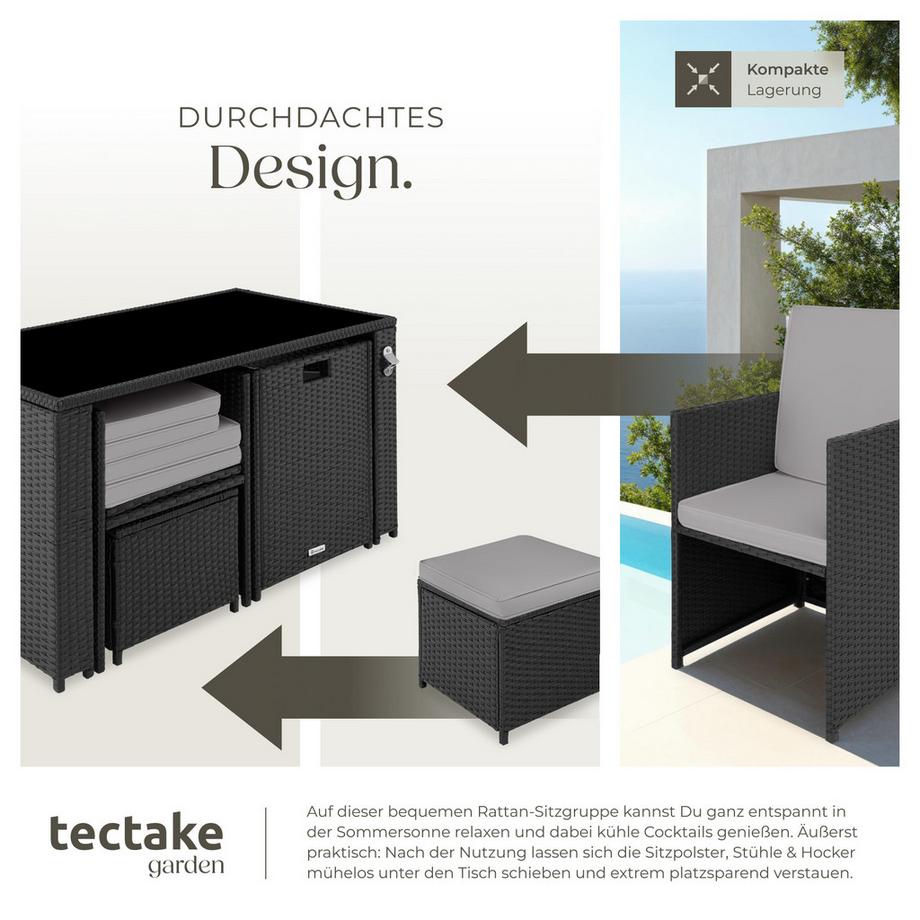 Tectake Rattan Sitzgruppe Palermo für 2 bis 4 Personen widerstandsfähig  