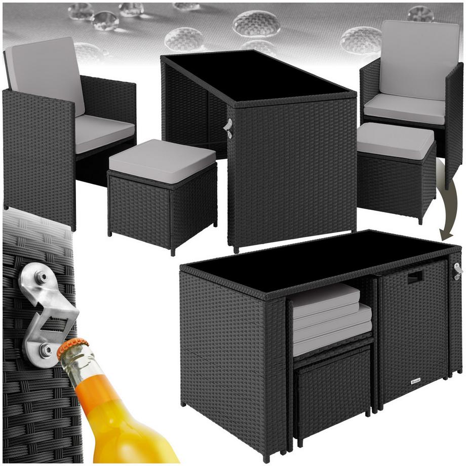 Tectake Rattan Sitzgruppe Palermo für 2 bis 4 Personen widerstandsfähig  