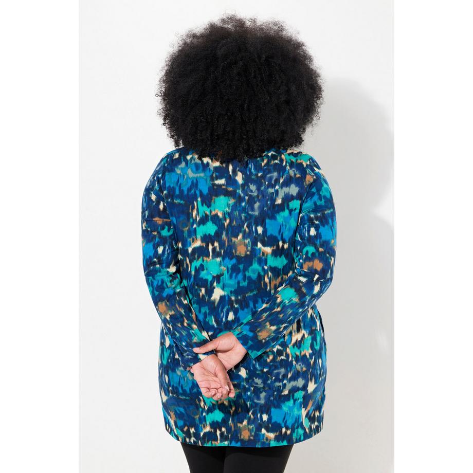 Ulla Popken Longshirt A-Linie Tunika-Ausschnitt Langarm  