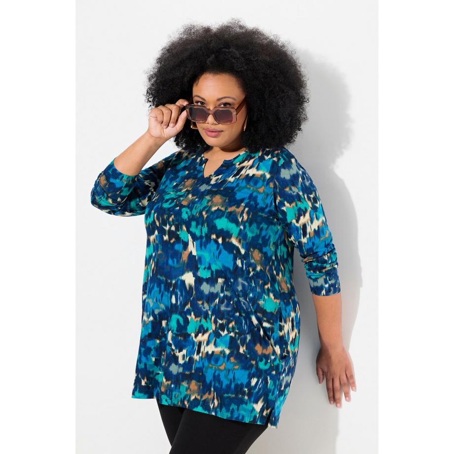 Ulla Popken Longshirt A-Linie Tunika-Ausschnitt Langarm  