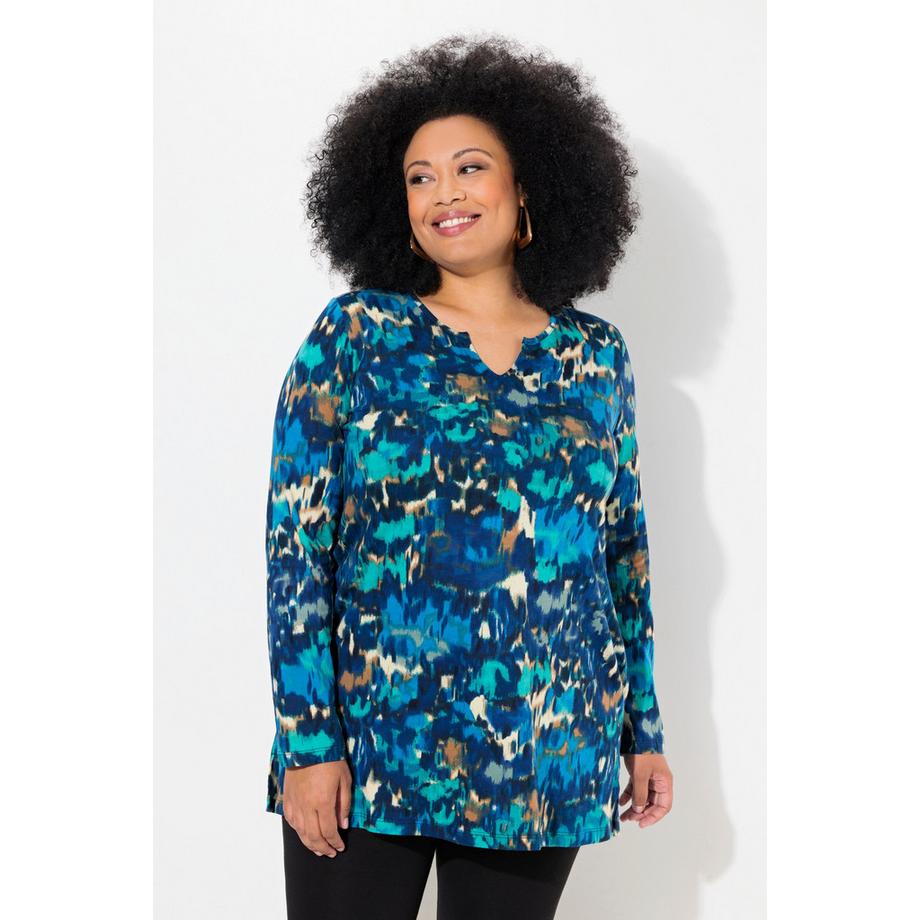 Ulla Popken Longshirt A-Linie Tunika-Ausschnitt Langarm  