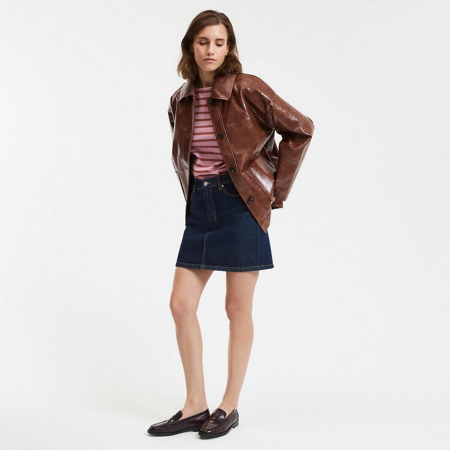 La Redoute Collections Veste mi-longue en simili vernis avec boutons  