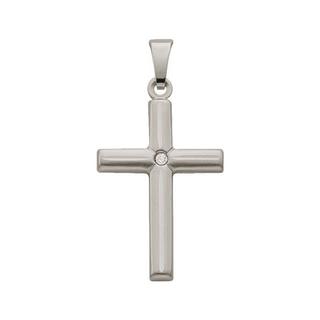 MUAU Schmuck  Anhänger Kreuz Weissgold 750 Diamant 0.075ct. 27x14mm 
