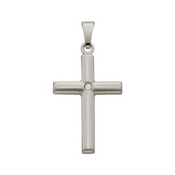 Anhänger Kreuz Weissgold 750 Diamant 0.075ct. 27x14mm