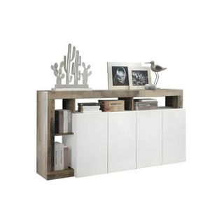 Vente-unique Credenza 4 ante e 4 nicchie Bianco laccato e Rovere SEFRO  