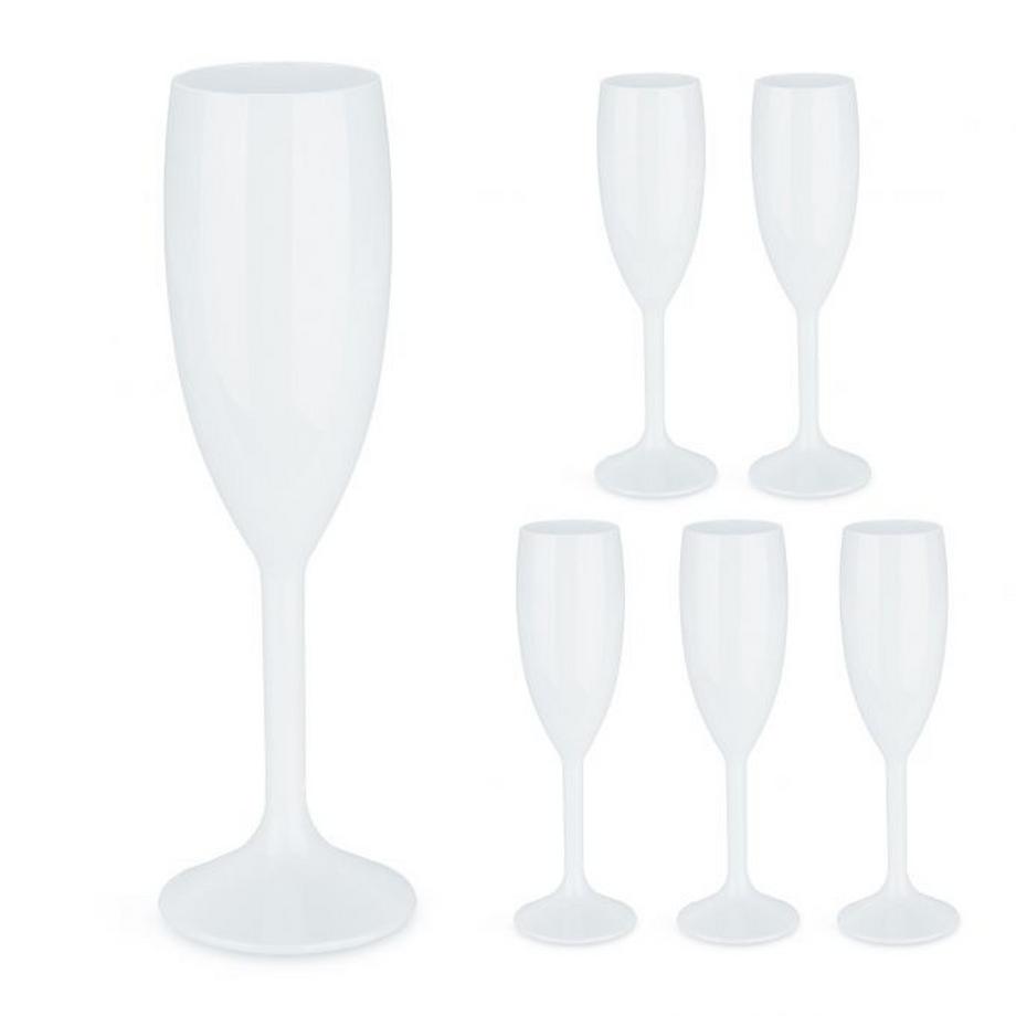 Verres à champagne en plastique, lot de 6