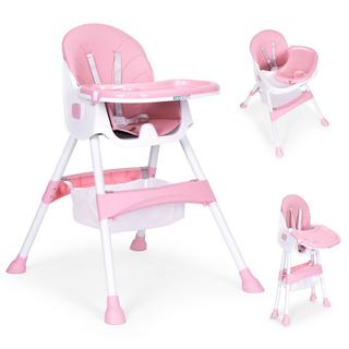 MST  Chaise d'alimentation enfant avec plateau et panier, harnais 5 points, rose, ECOTOYS 