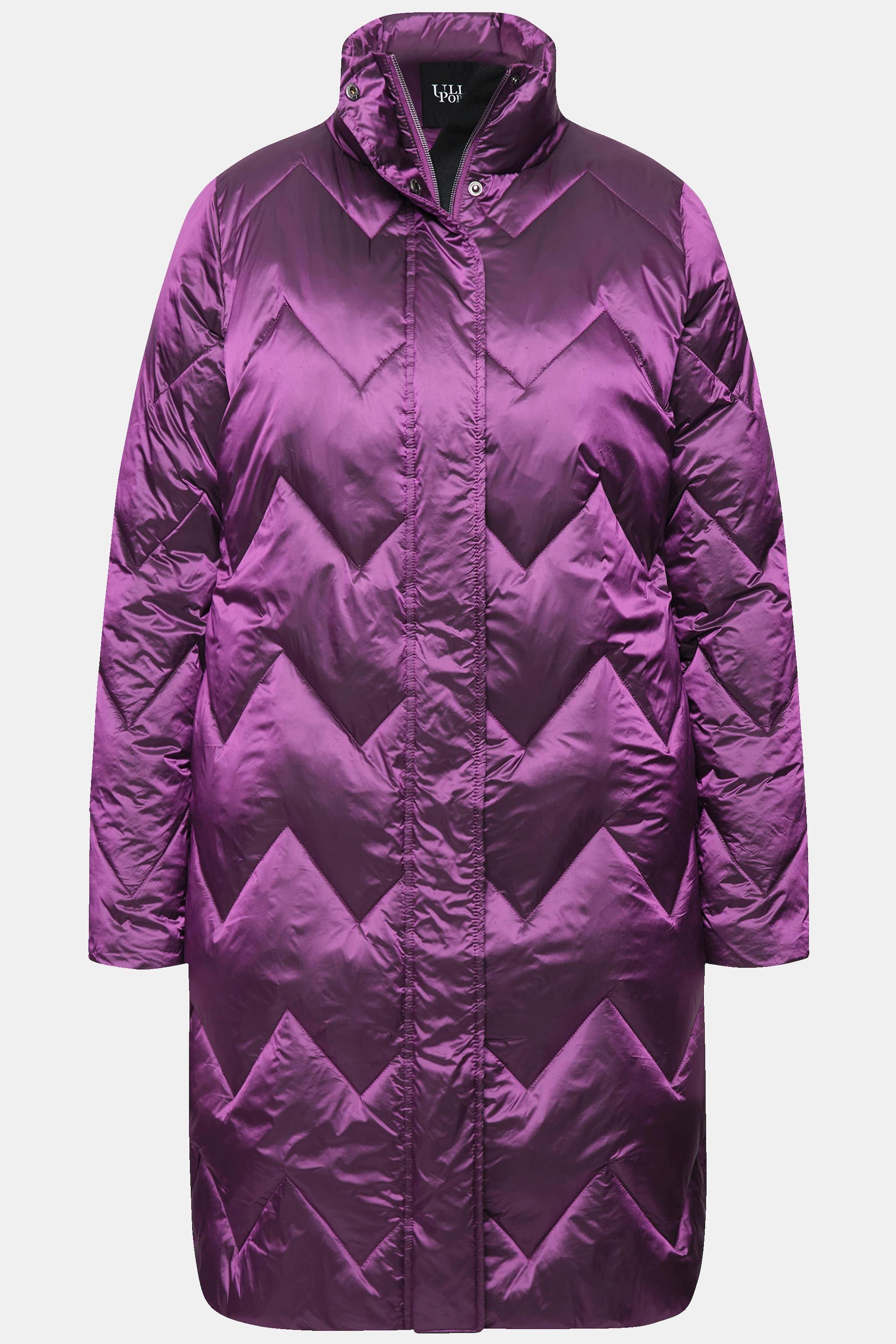 Ulla Popken  Manteau matelassé bicolore à col montant et fermeture éclair à double sens 