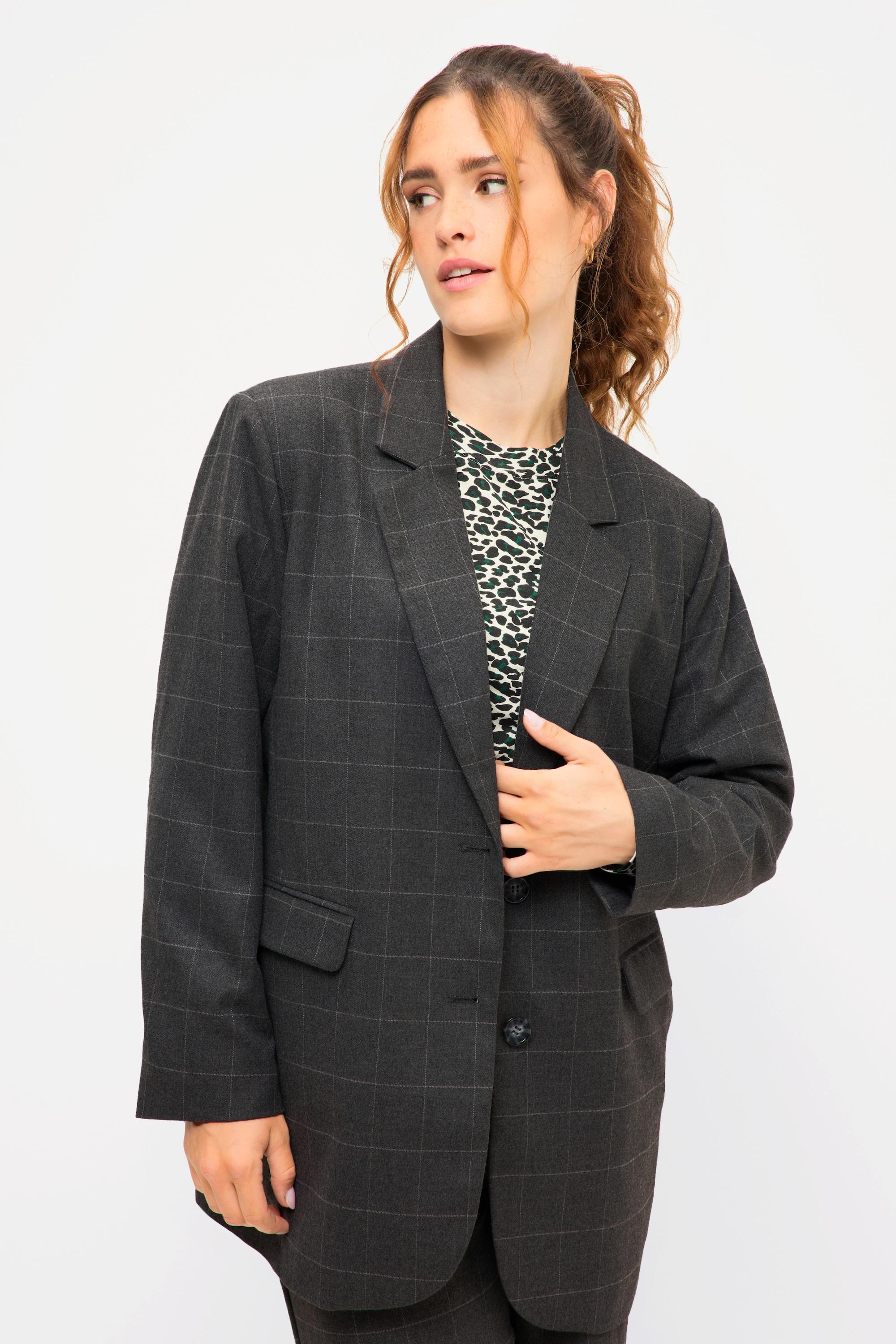 Studio Untold  Oversized-Blazer, Karo, softe Web-Qualität, Revers, Langarm 