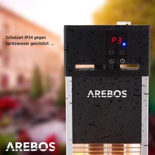 Arebos Chauffage radiant infrarouge sur pied 2000 W | Chauffage radiant de terrasse| Low-Glare-Tech  