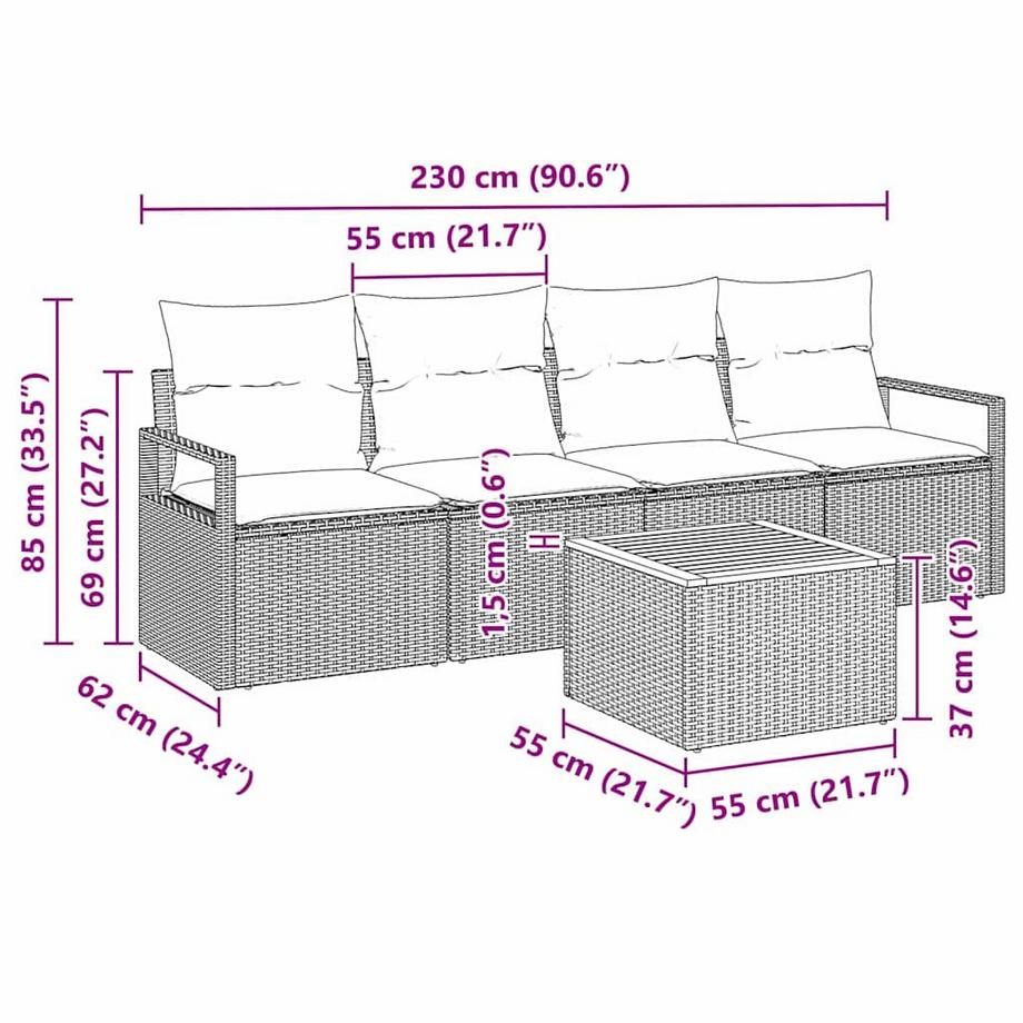 VidaXL Set Divano da Giardino Polyrattan  