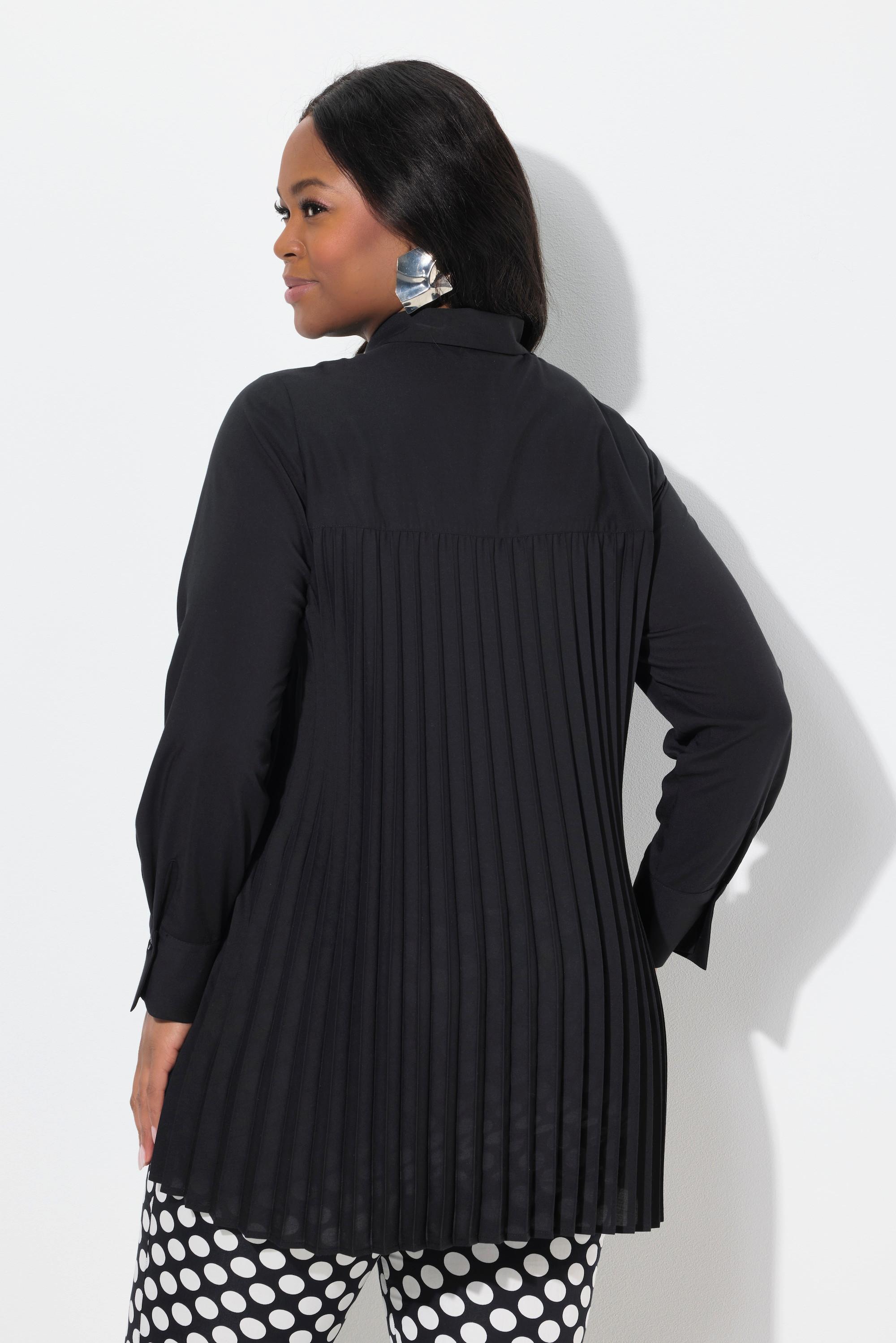 Ulla Popken Chemisier Plissé Dos A-Ligne Manches Longues  