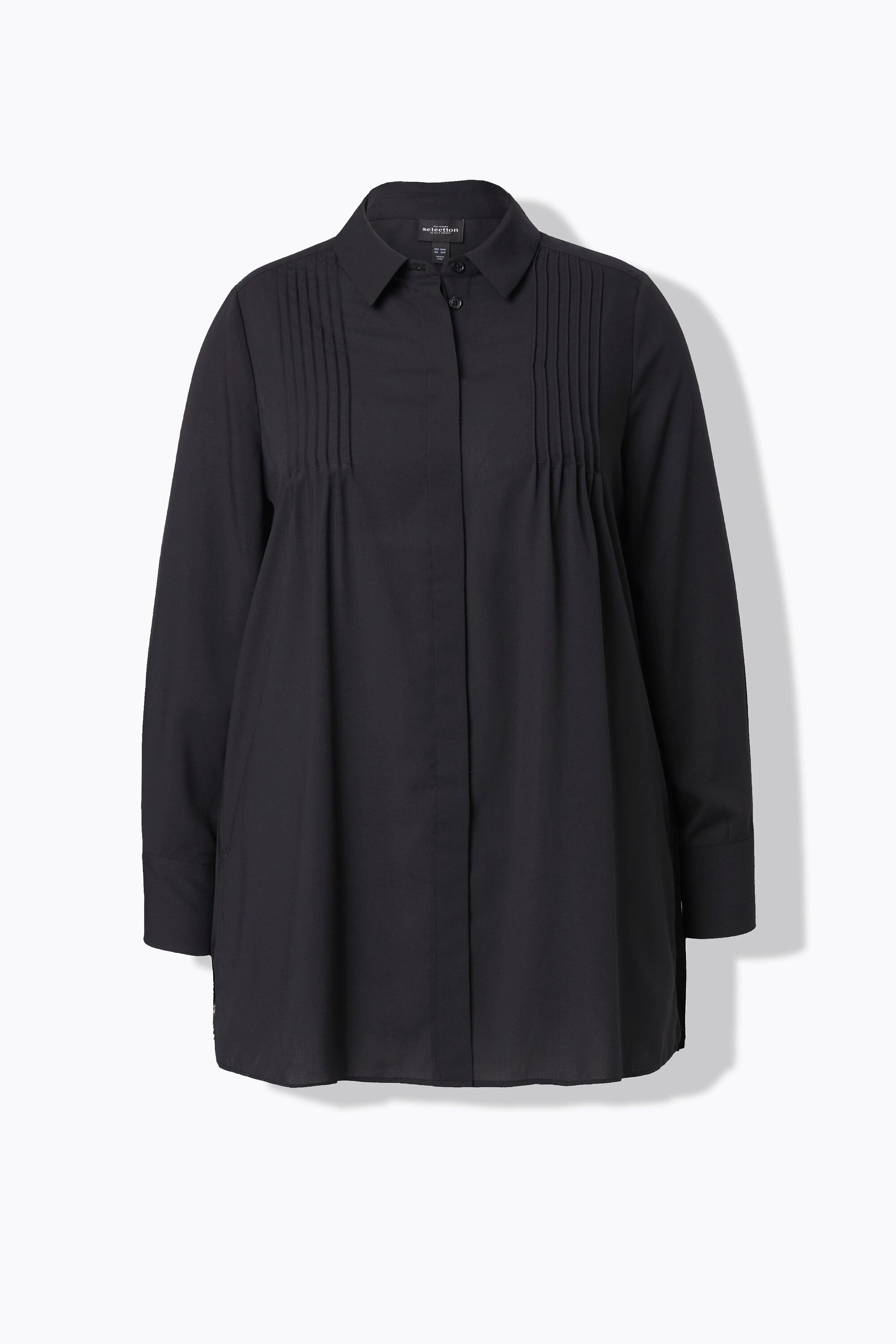 Ulla Popken Chemisier Plissé Dos A-Ligne Manches Longues  