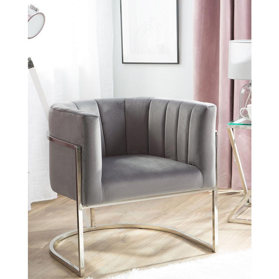 Beliani Fauteuil en Velours Glamour LARVIK  