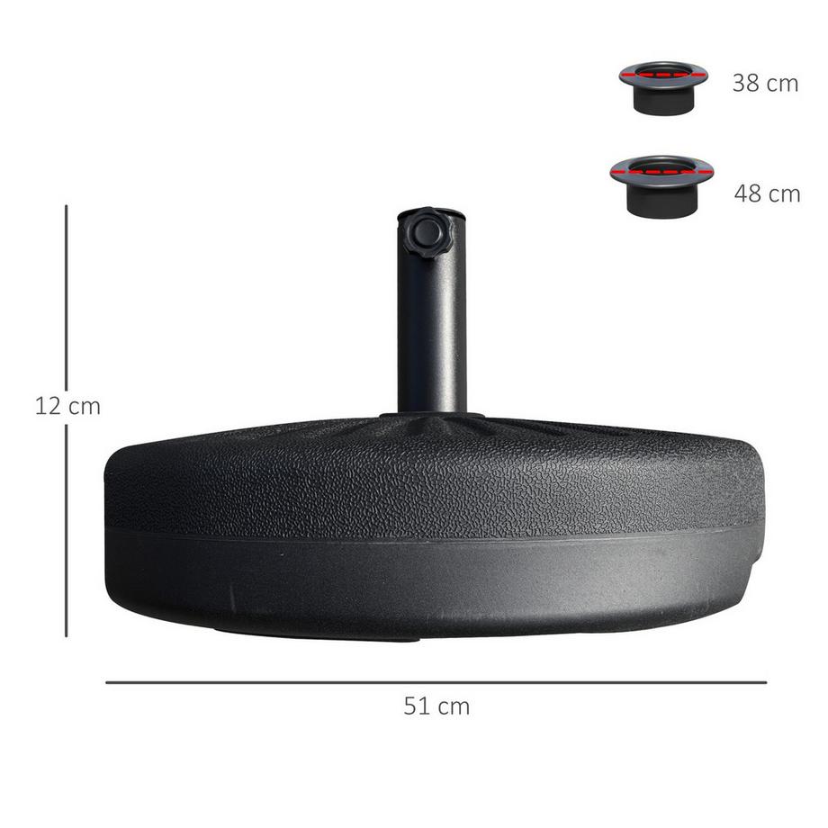Northio Base Per Ombrellone 22 Kg, Per Ombrellone Ø38/48 Mm, Cemento, Nero, Ø51 X 12H Cm  