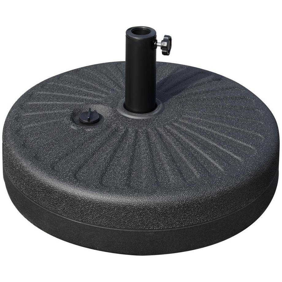 Base Per Ombrellone 22 Kg, Per Ombrellone Ø38/48 Mm, Cemento, Nero, Ø51 X 12H Cm