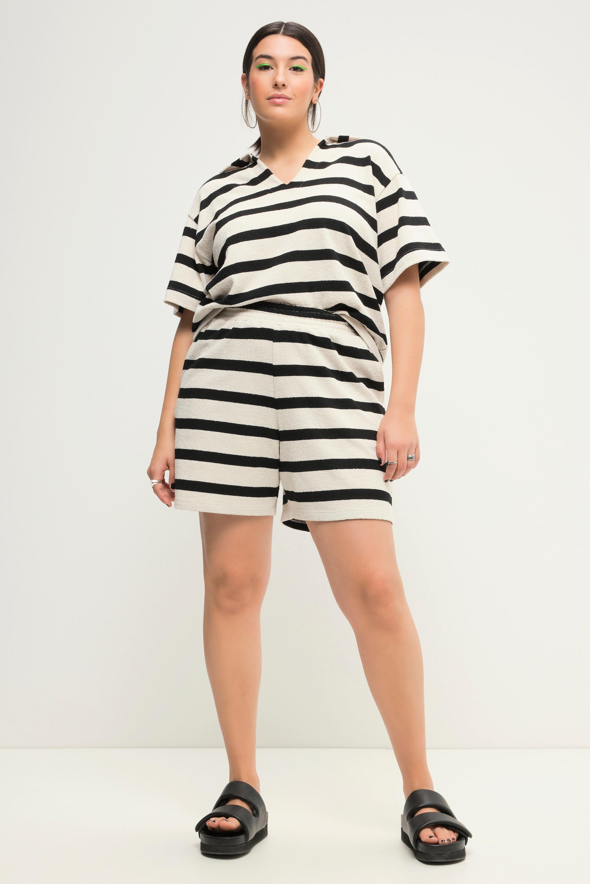 Studio Untold  Jersey-Shorts, Loose Fit, Ringel, Elastikbund 