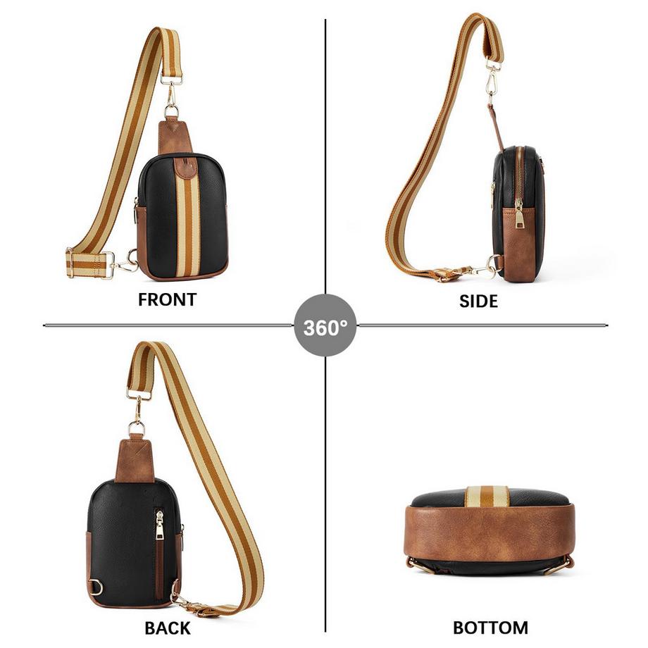 Only-bags.store Petit sac bandoulière en cuir PU avec bandoulière tissée  