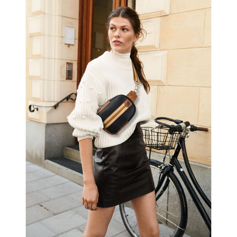 Only-bags.store Petit sac bandoulière en cuir PU avec bandoulière tissée  