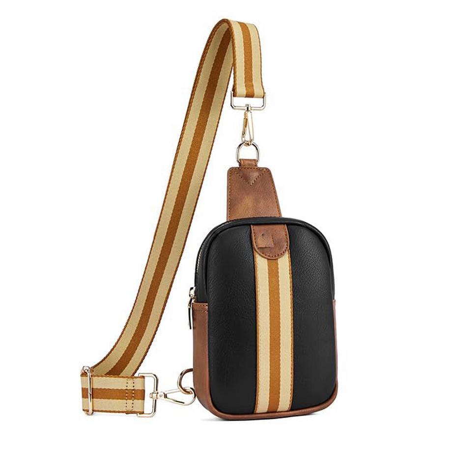 Sac à bandoulière en cuir PU, petit sac à bandoulière, petit sac banane pour dames, sac à bandoulière avec bandoulière tissée colorée