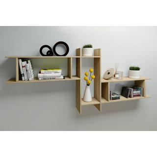 VCM Holzregal hängend | platzsparendes Regal | Maße: H. 80 x B. 188 x T. 20 cm | Elegantes Regal hängend | Aufbewahrungsregal | Bücherregal | Wandboard -  