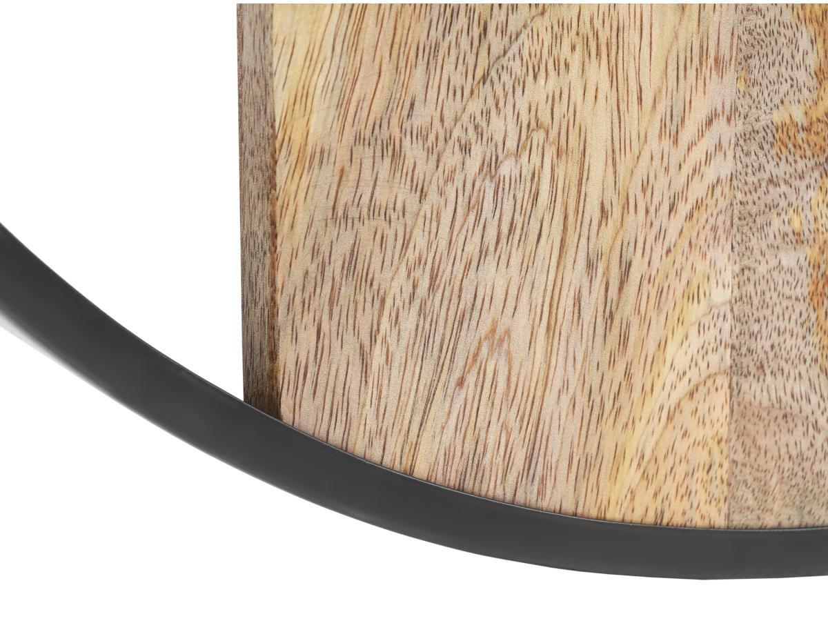 Vente-unique Wanduhr aus zwei Materialien - D 61 cm - Holz & Metall - Holzfarben hell & Schwarz - GALOU  