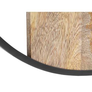 Vente-unique Wanduhr aus zwei Materialien - D 61 cm - Holz & Metall - Holzfarben hell & Schwarz - GALOU  