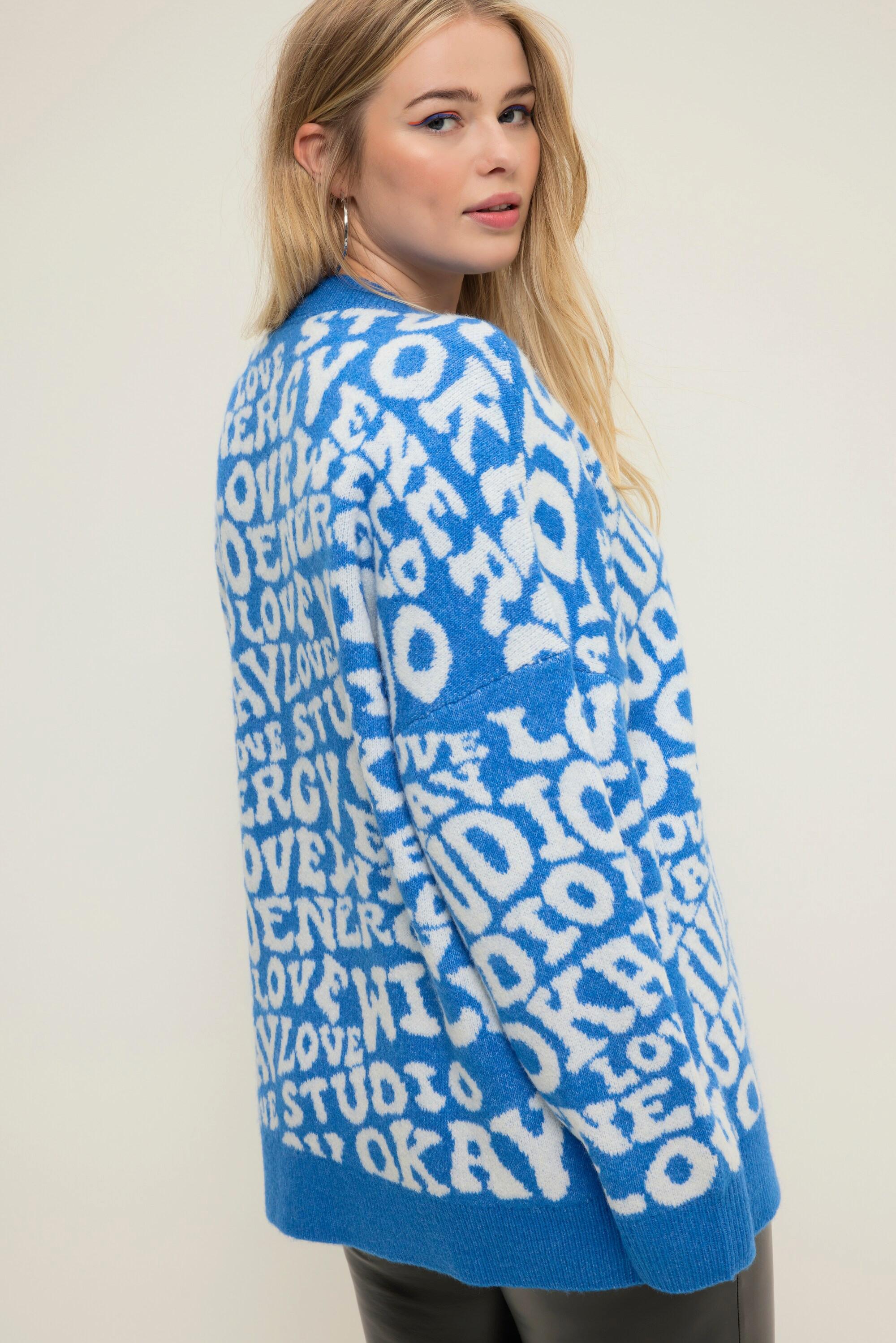 Studio Untold  Pull oversized à col rond et manches longues, motif lettrage 