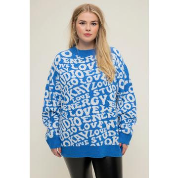 Pull oversized à col rond et manches longues, motif lettrage