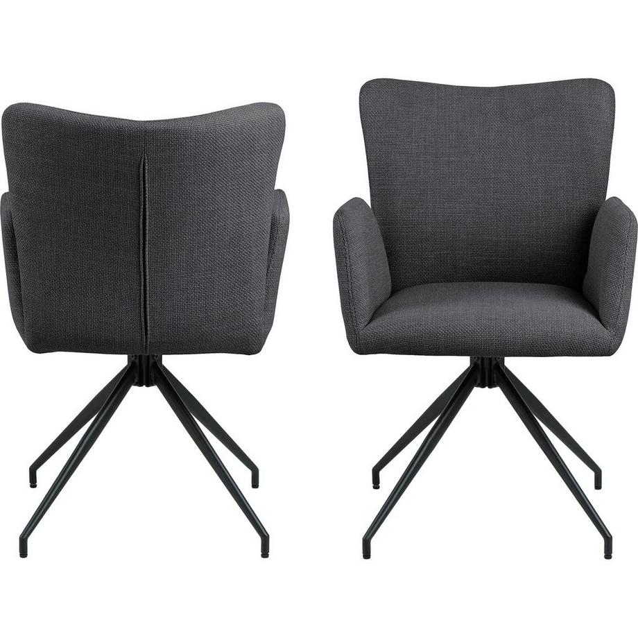 mutoni Sedia da pranzo con braccioli Lyanna girevole grigio scuro (1 pezzo)  