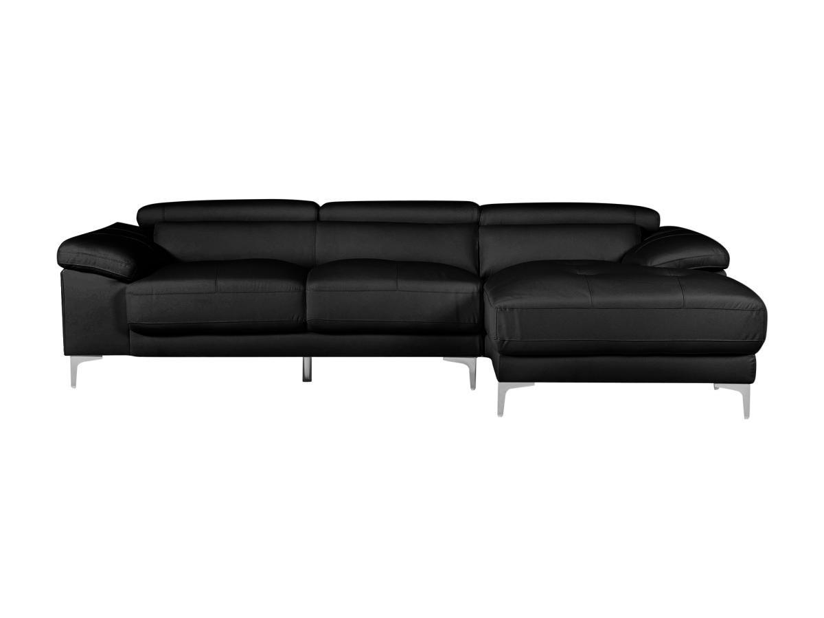 Vente-unique Ecksofa - Ecke Rechts - Leder - Schwarz - SOLANGE  