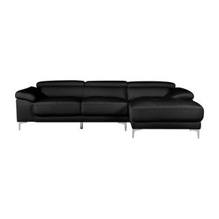 Vente-unique Ecksofa - Ecke Rechts - Leder - Schwarz - SOLANGE  