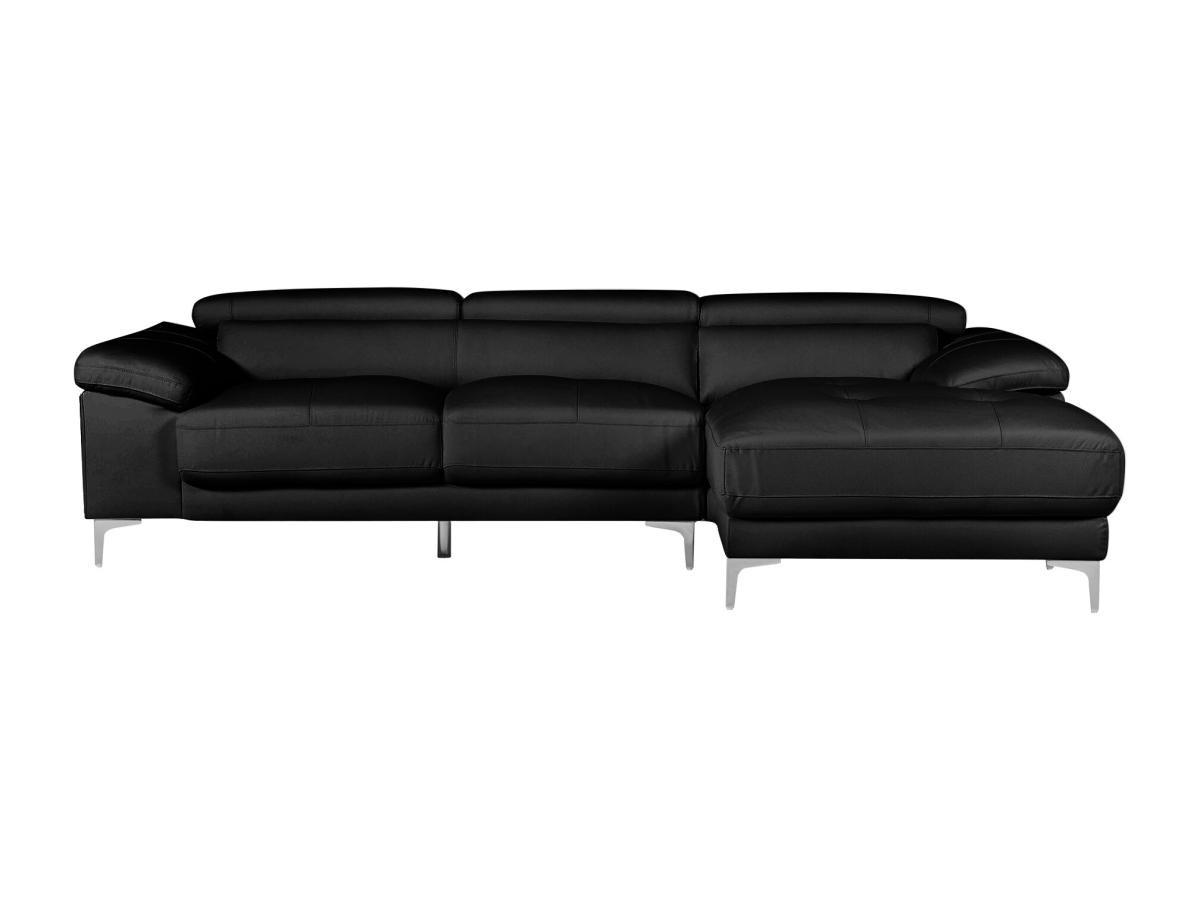 Vente-unique Ecksofa - Ecke Rechts - Leder - Schwarz - SOLANGE  