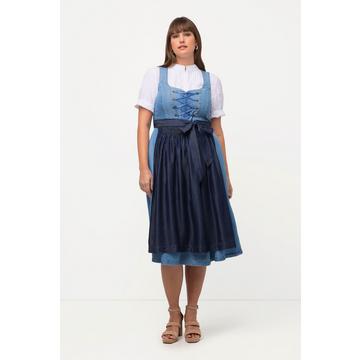 Tradizionale abito smanicato Dirndl con lyocell, grembiuli e scollo rettangolare