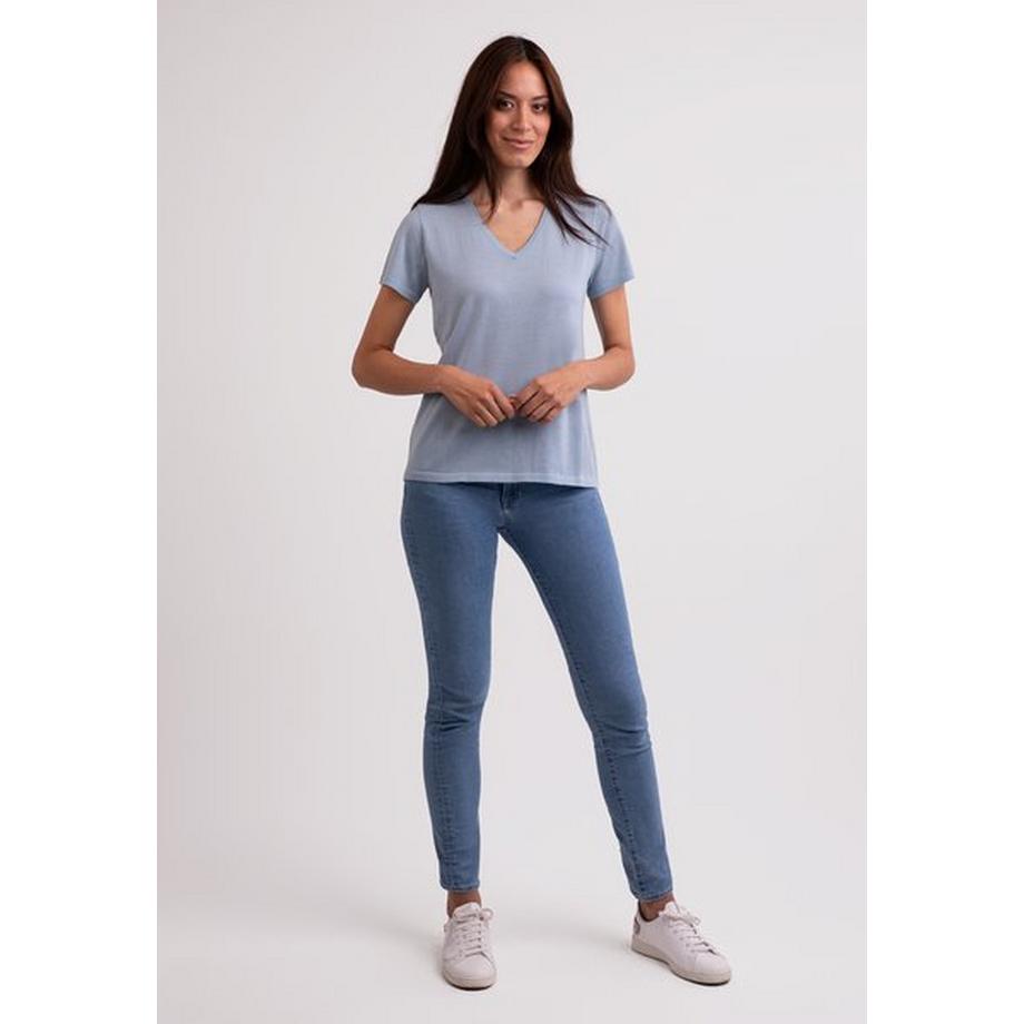 CASH-MERE.CH T-Shirt Manches Courtes Col V  