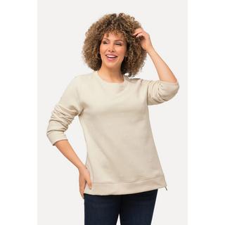 Ulla Popken  Sweat-shirt à col rond et manches longues, fermetures éclair et perles 