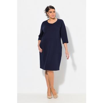 Abito in felpa con scollo a girocollo, maniche a 3/4 e tasche