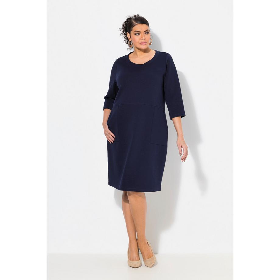 Ulla Popken Punto Sweatkleid Rundhals 3/4-Arm Taschen  