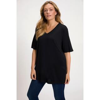 Ulla Popken  T-shirt à manches courtes et col V, coupe Relaxed Fit 