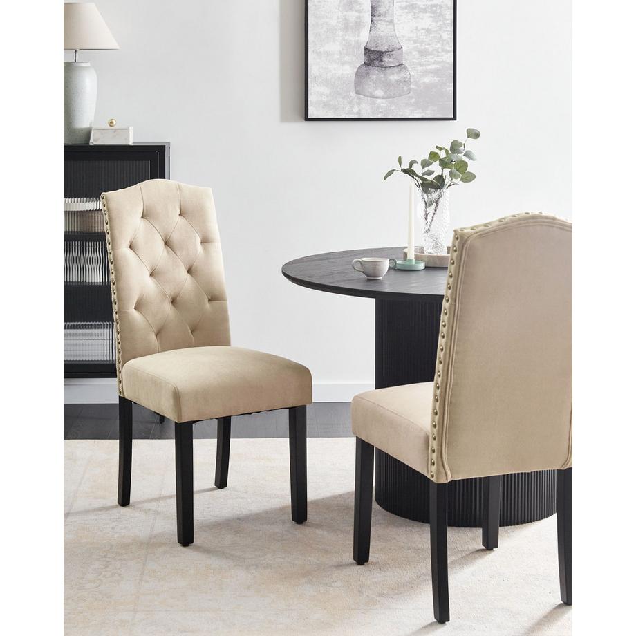 Beliani Lot de 2 chaises de salle à manger en Tissu Traditionnel SHIRLEY  